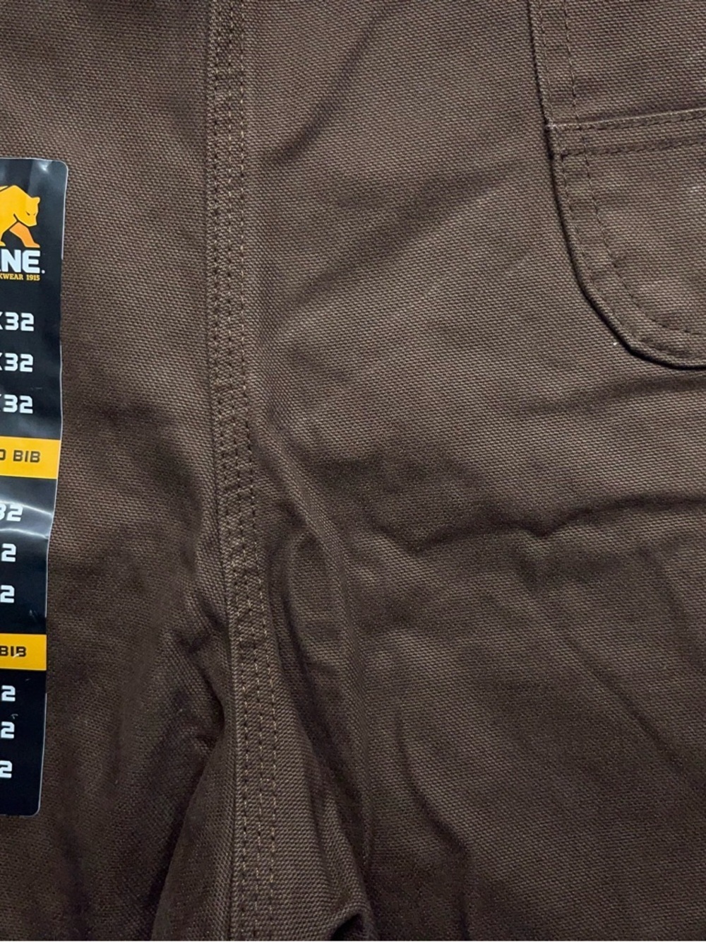 BERNE Double Knee Bib Overalls Mens 38x32 Heavy Weight Canvas Brown Workwear NEW - Picture 13 of 13